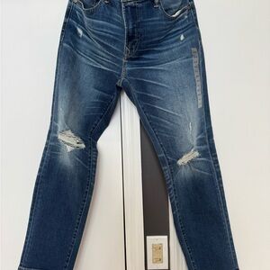 American Eagle Outfitters Men's Blue Distressed Straight Jeans